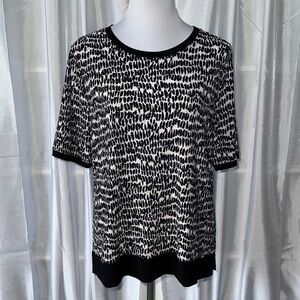 Anne Klein Patterned Top Sz L/ Black, White